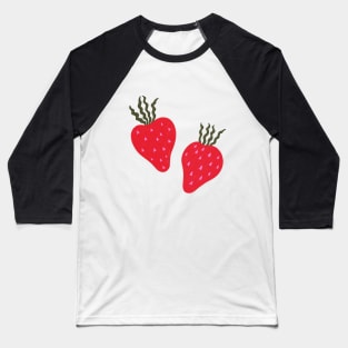 Funky cute strawberries pink and red illustration Baseball T-Shirt